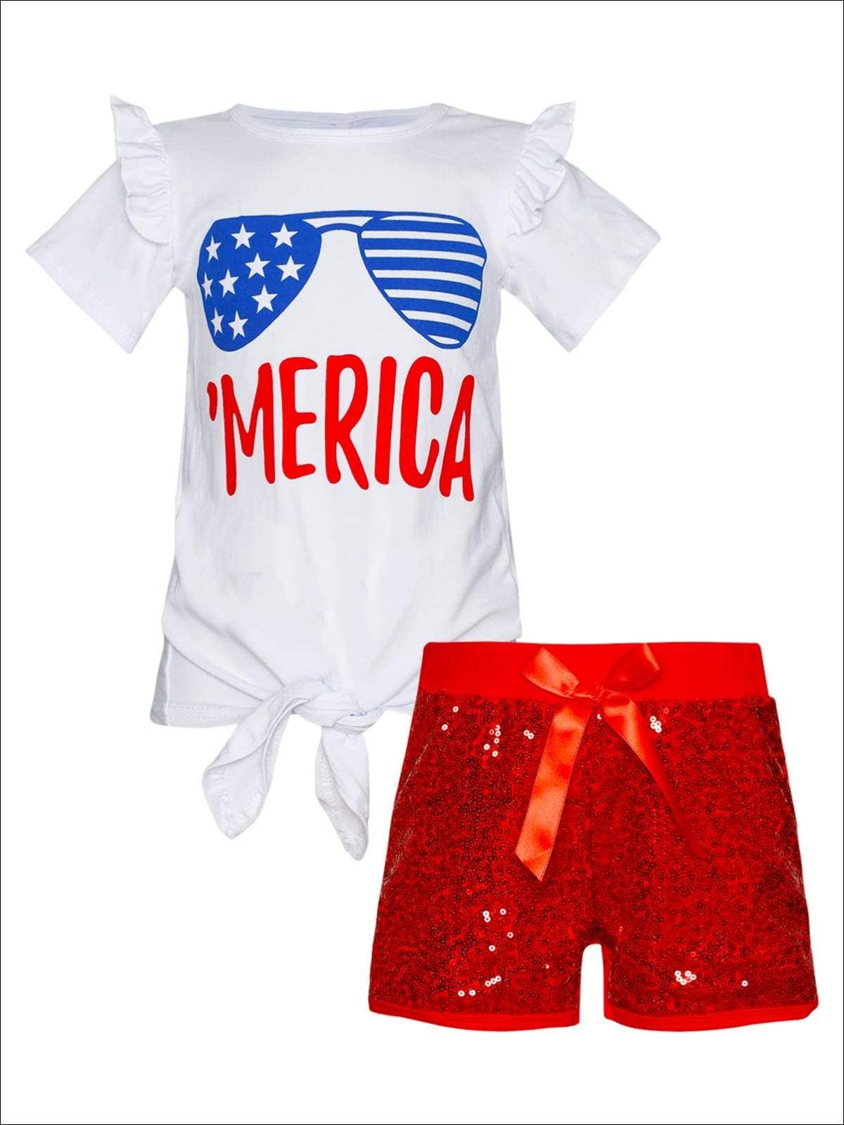 'Merica Sparkle Top And Sequin Short Set