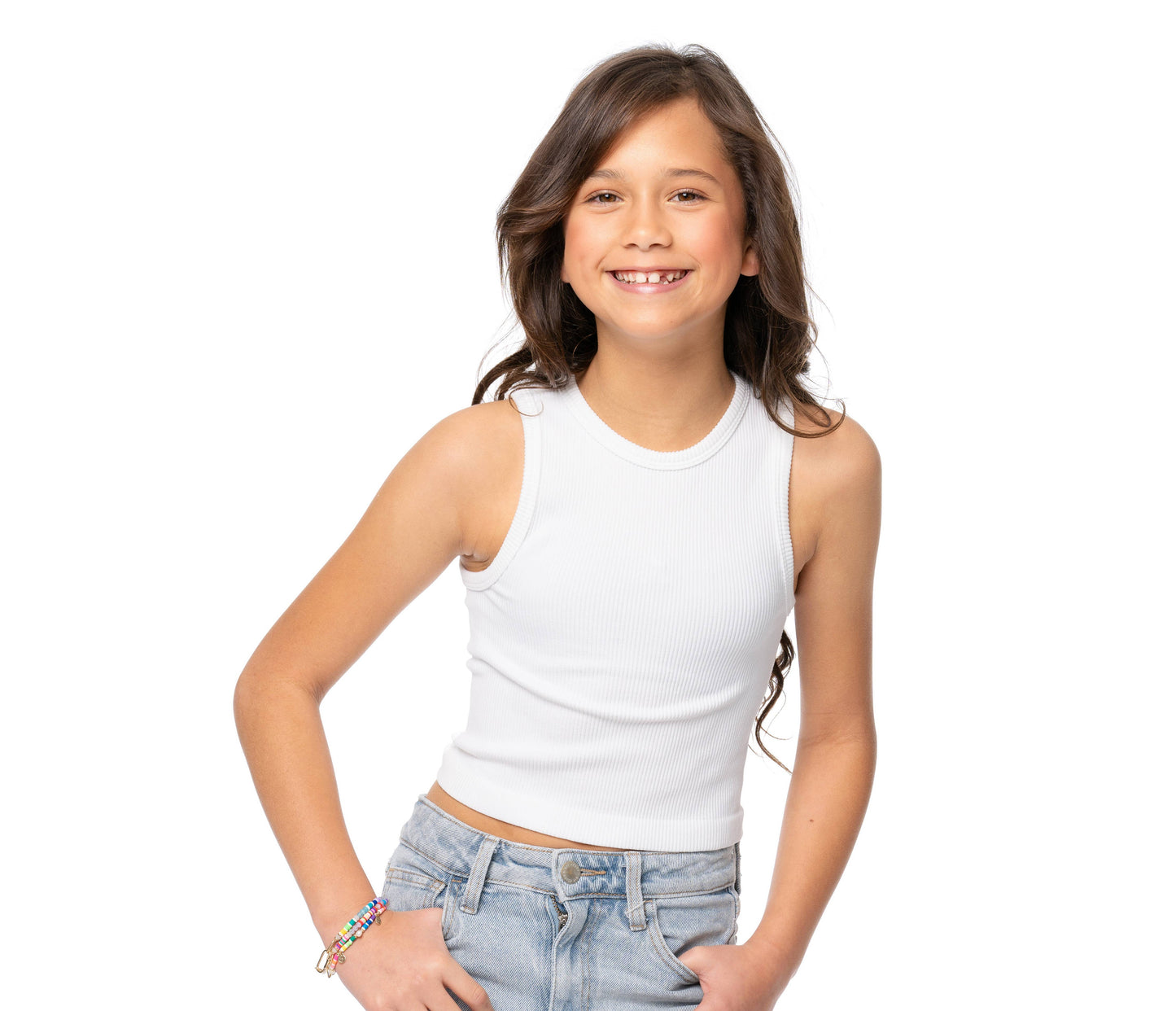 Girls Ribbed Crop Tank Top