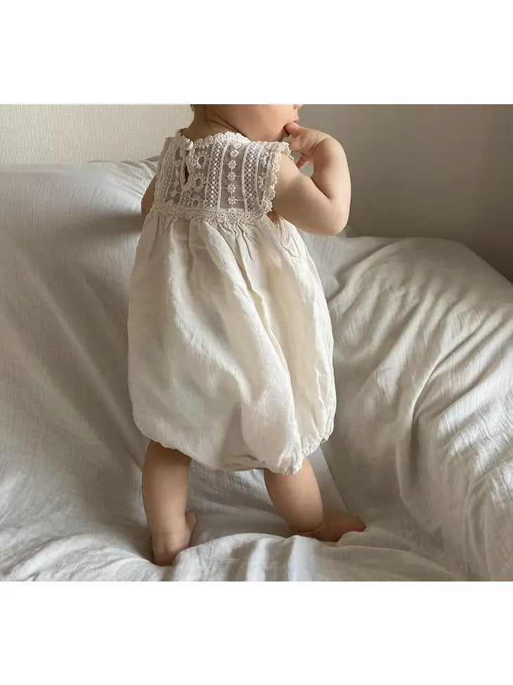 Lace Blossom Organic Cotton Romper