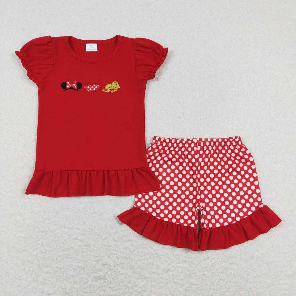 Girls mouse embroidered short set