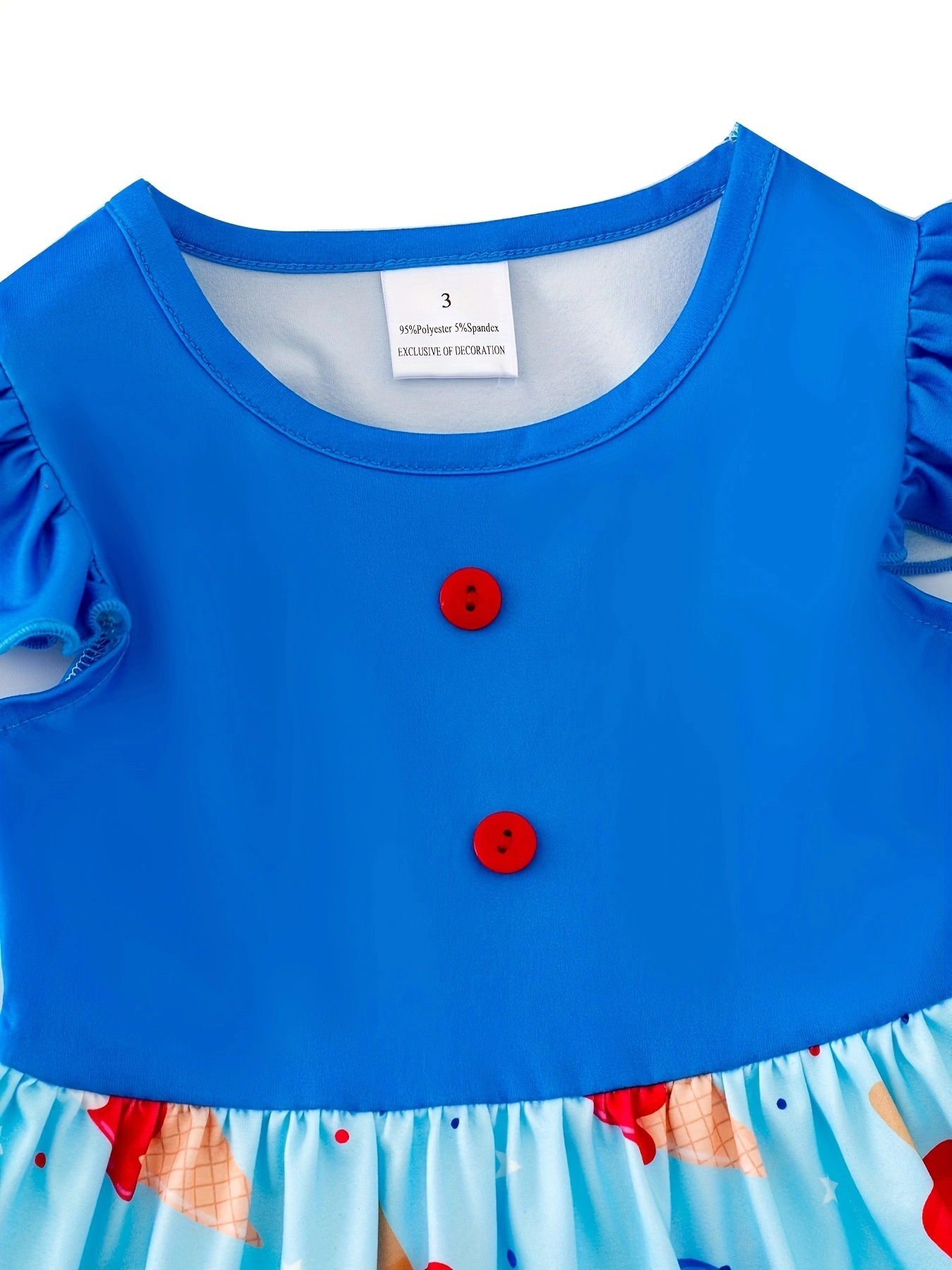 Independence Day Ice Cream Print Girls Ruffle Dress