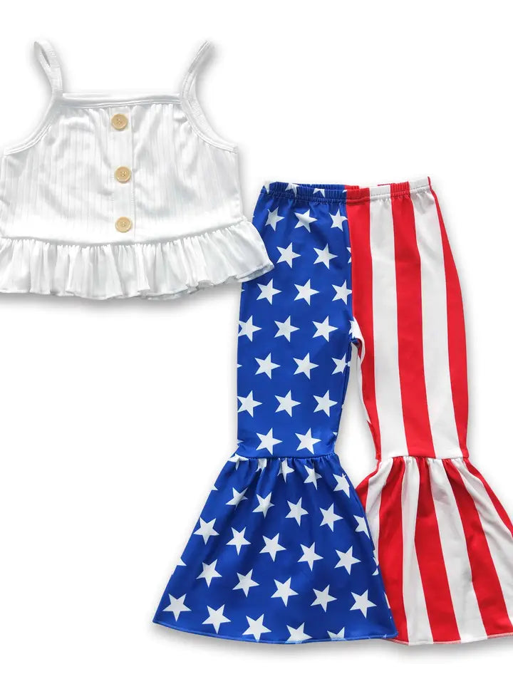 Stripe Pants Girls 4th of July Outfits