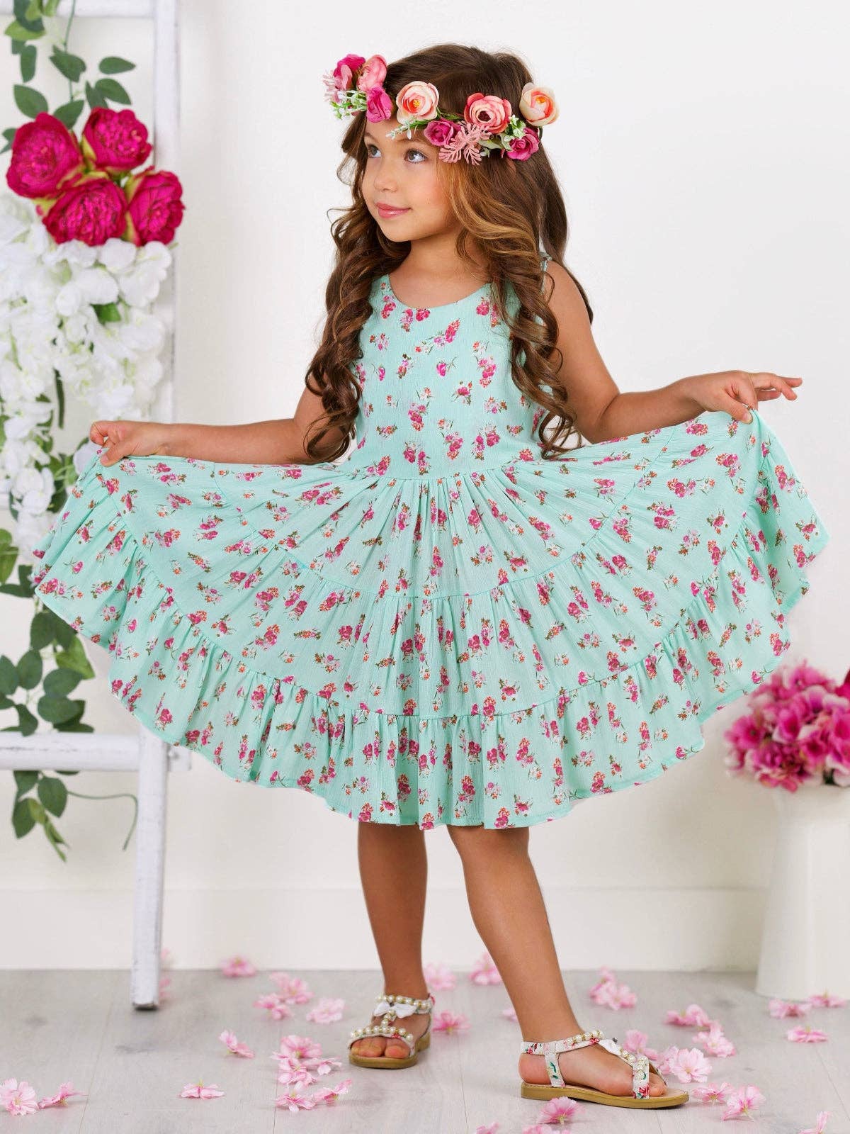 Boho Mint Floral Casual Spring Dress