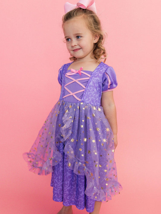 SoftSnooze™ Girls Amethyst Princess Bow Dress-Up Nightgown
