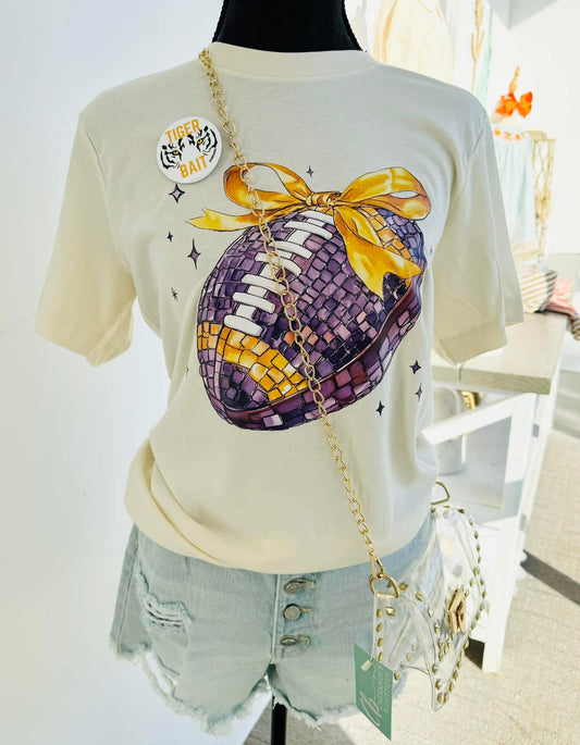 Game day disco football tee