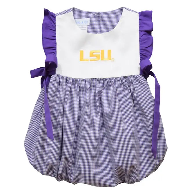 LSU Tigers  Embroidered Purple Gingham Girls