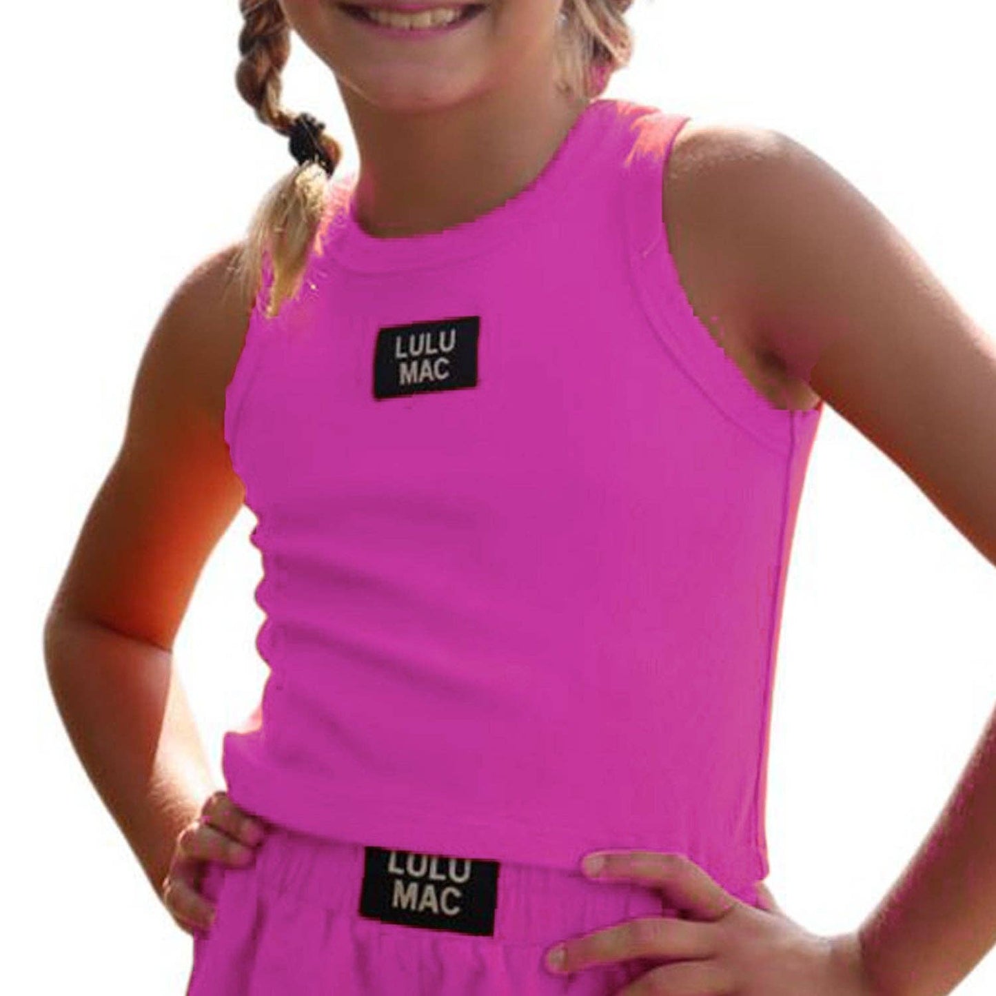 LULU MAC-HOT PINK KIDS SOLID TANK