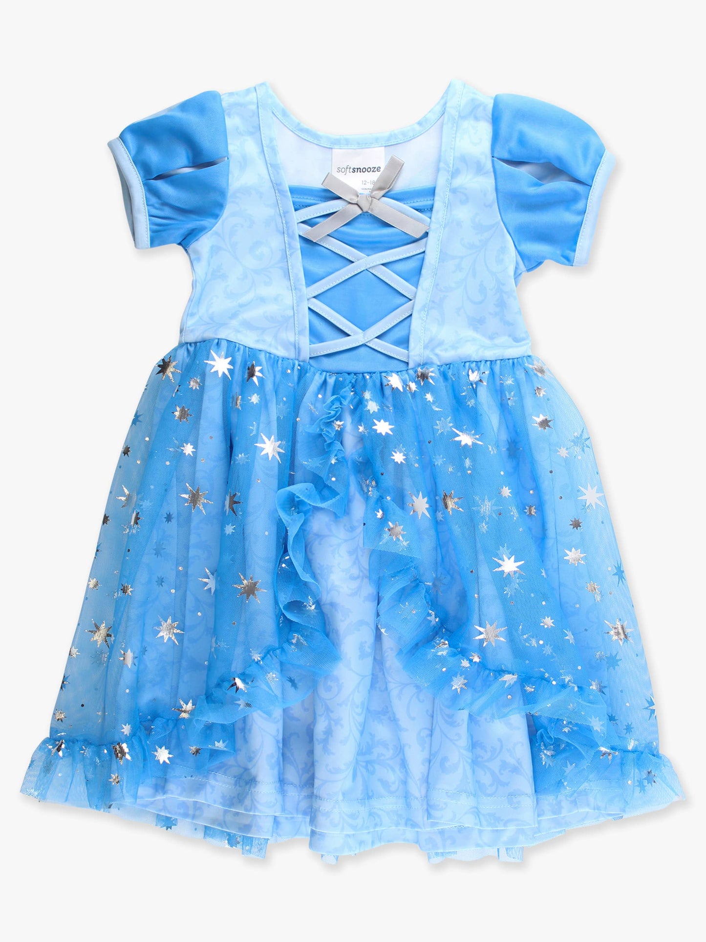 SoftSnooze™ Girls Crystal Blue Princess Bow Dress-Up Nightgown