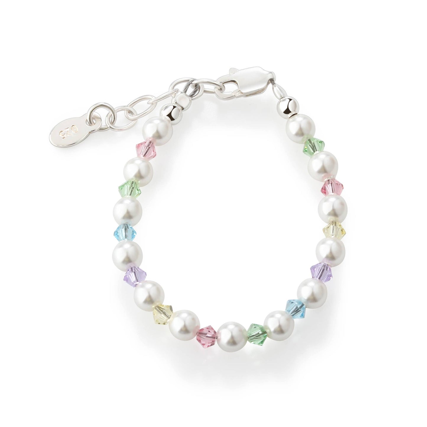 Sterling Silver Multi Crystal Pearl Baby & Kids Bracelet