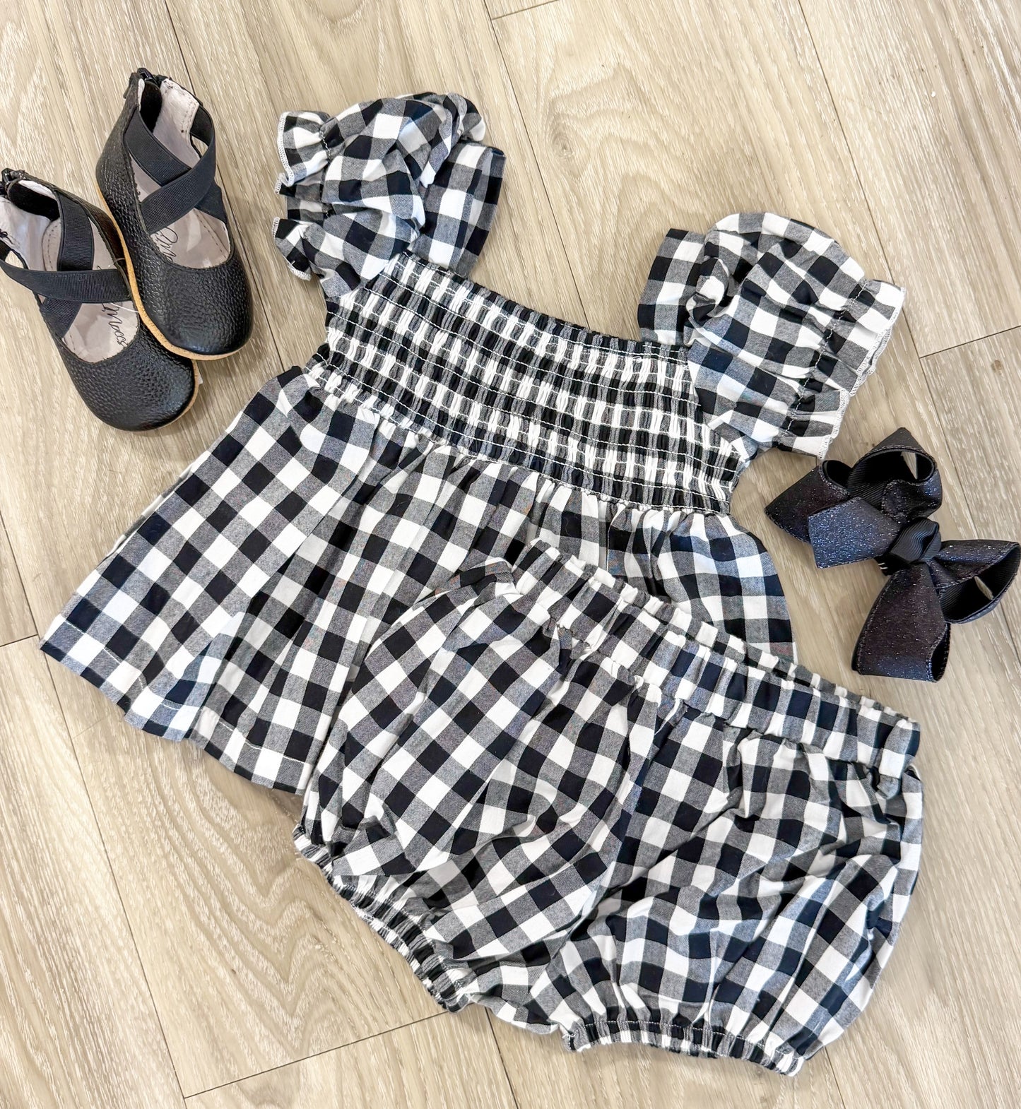 Black/white plaid infant set