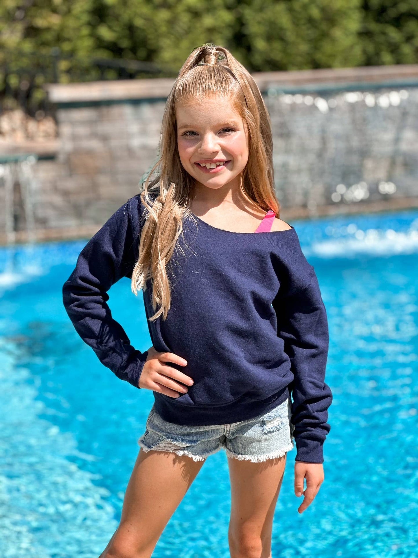 Raw Edge Off Shoulder Sweatshirt