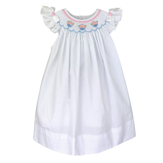 Dress with Picture Smocked Flower Basket