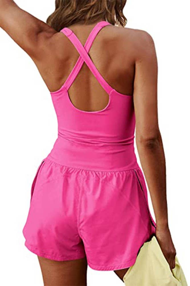 Summer Yoga Sportswear Plain One Piece Romper ZK1252