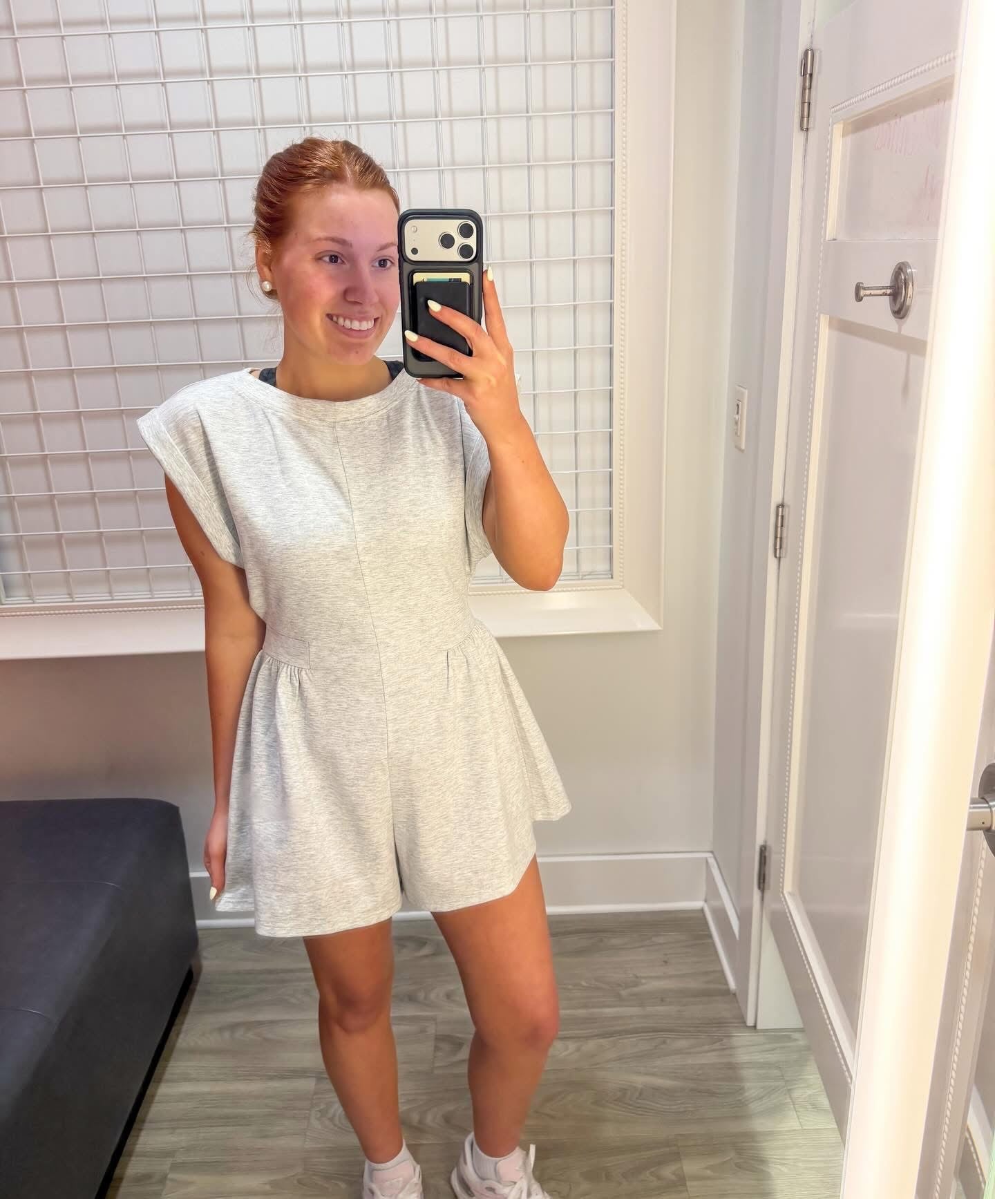 Scuba Open Back Romper- Heather Grey