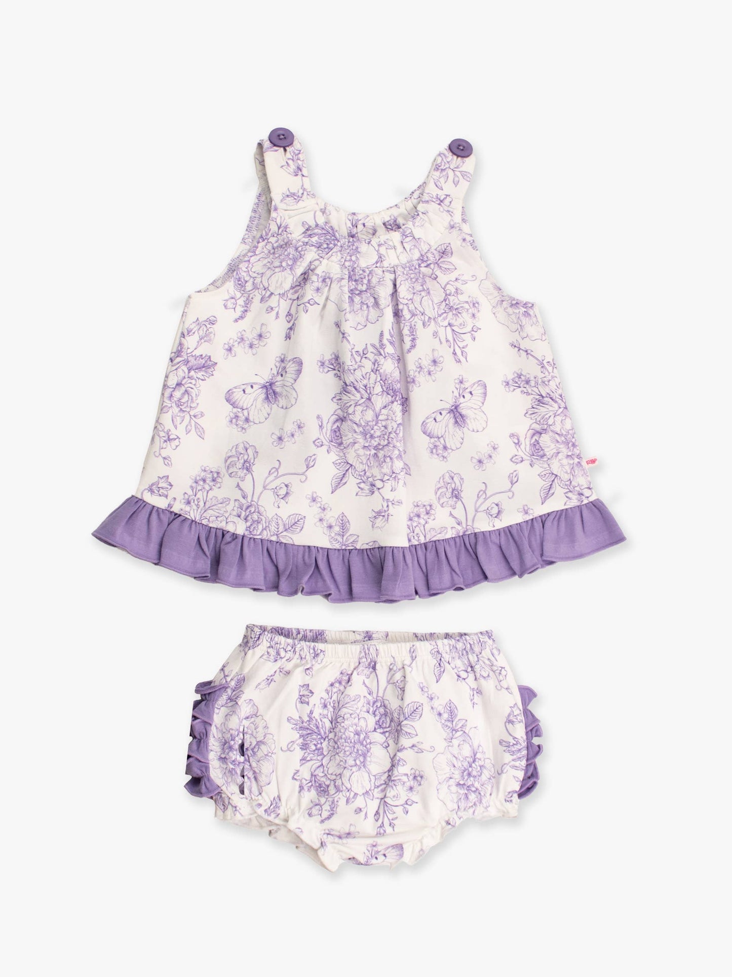 Baby Girls Wisteria Purple Butterfly Garden Toile Knit Swing Top & Bloomer Set