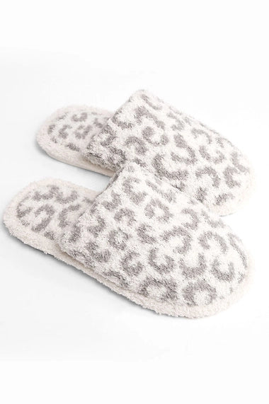 Leopard Print Fuzzy Slippers Adult and Kids