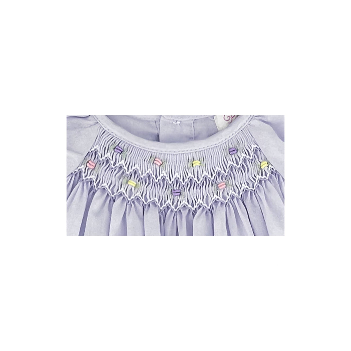 Daygown with Raglan Sleeves and Embroidered Hem: Lavender / Newborn