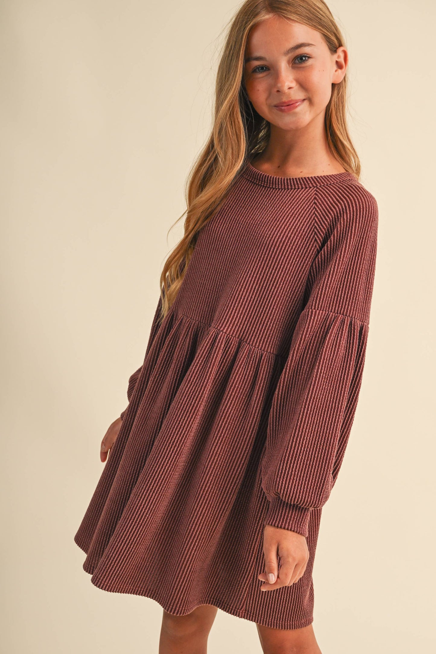 TWEEN KIDS GIRLS BABYDOLL KNIT DRESS (7-14)
