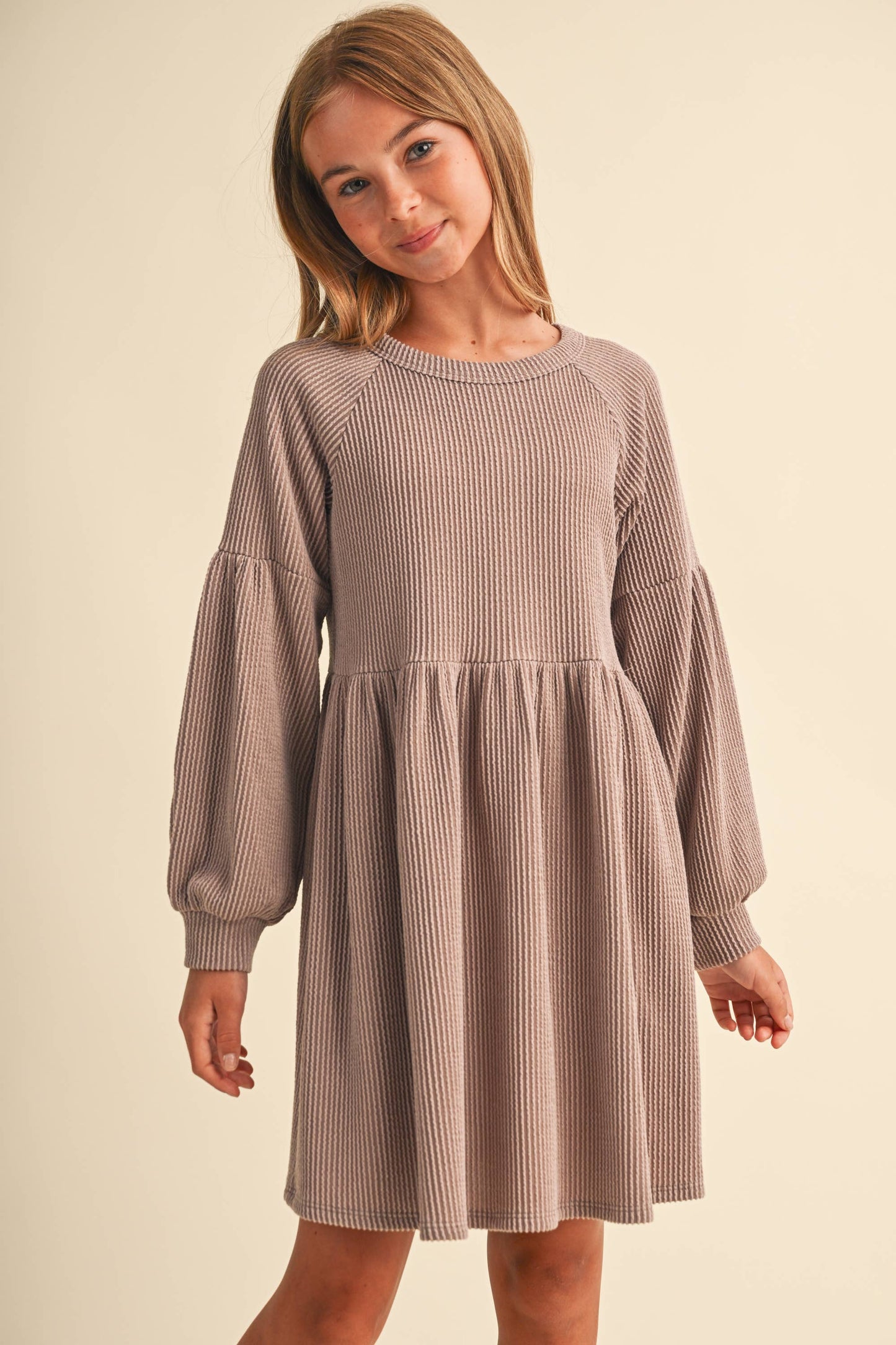 TWEEN KIDS GIRLS BABYDOLL KNIT DRESS (7-14)