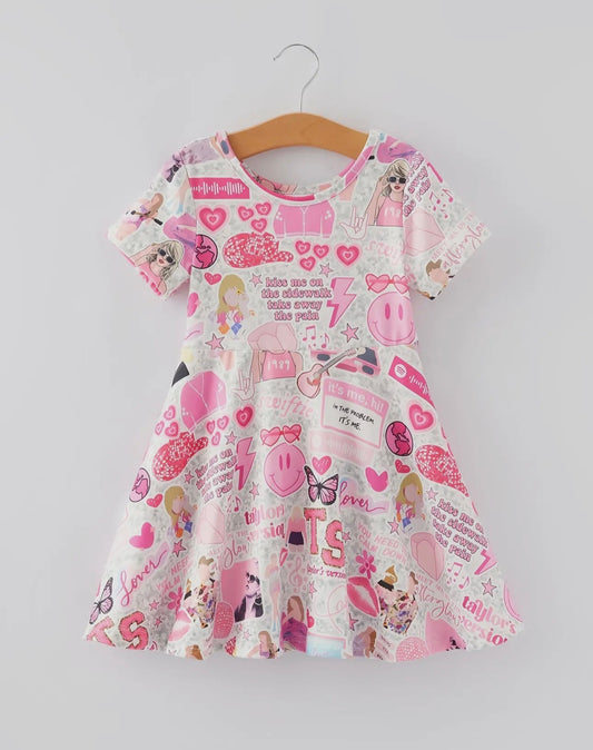Twirly print milk silk dress