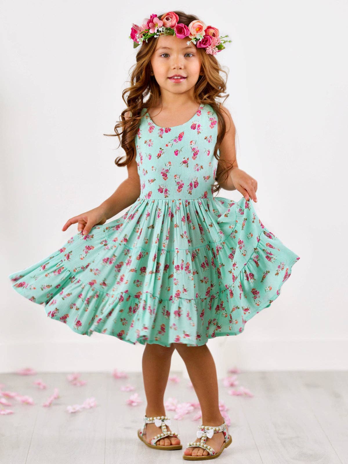 Boho Mint Floral Casual Spring Dress
