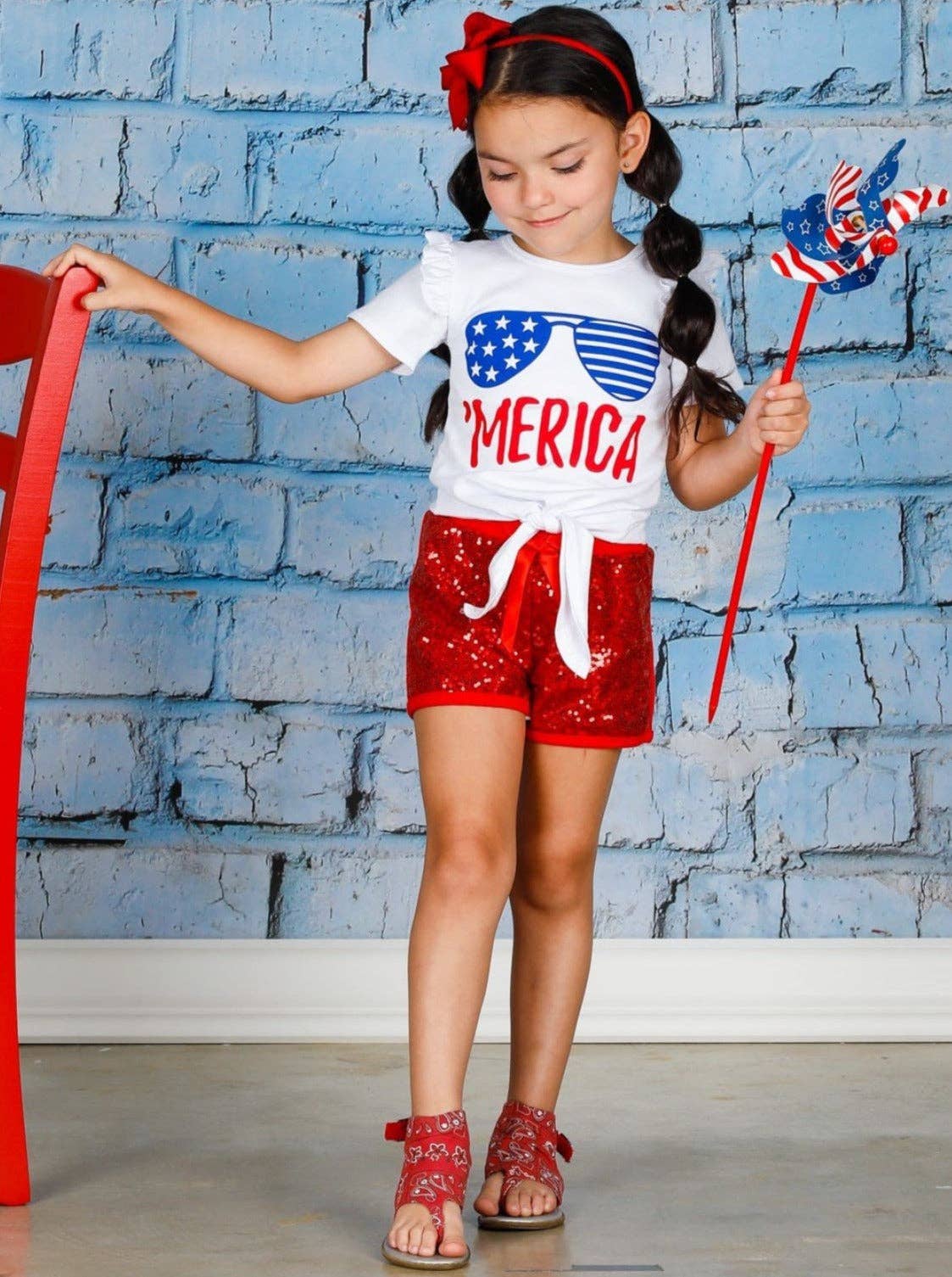 'Merica Sparkle Top And Sequin Short Set