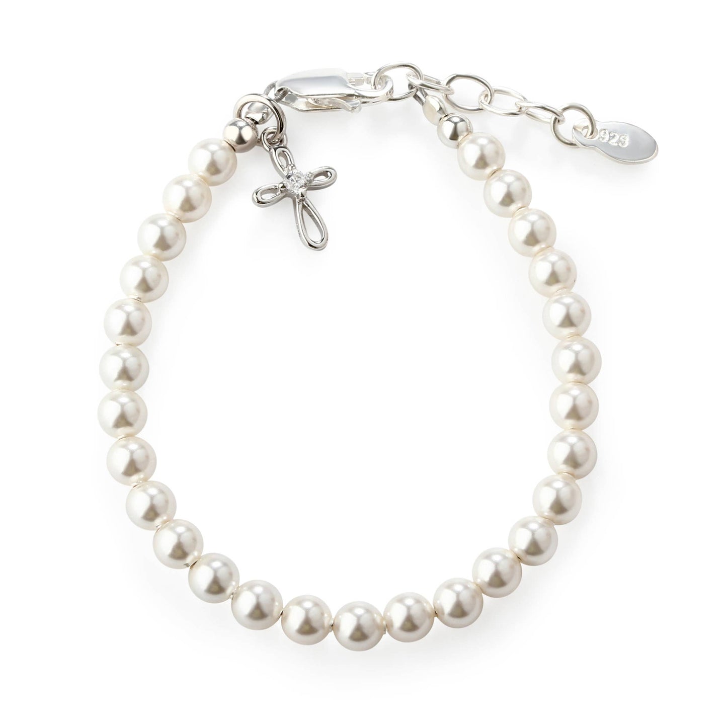 Girls Silver Pearl Baby Baptism Bracelet, 1st Communion Gift