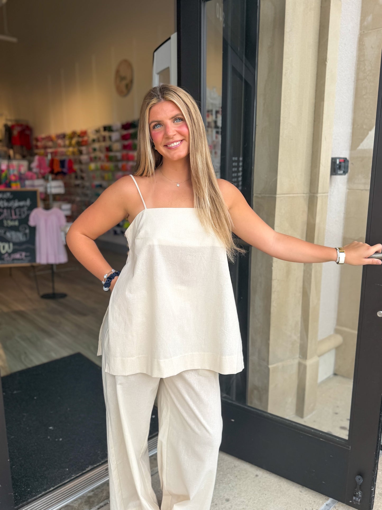 Spaghetti Strap Top and Wide Leg Pant Set