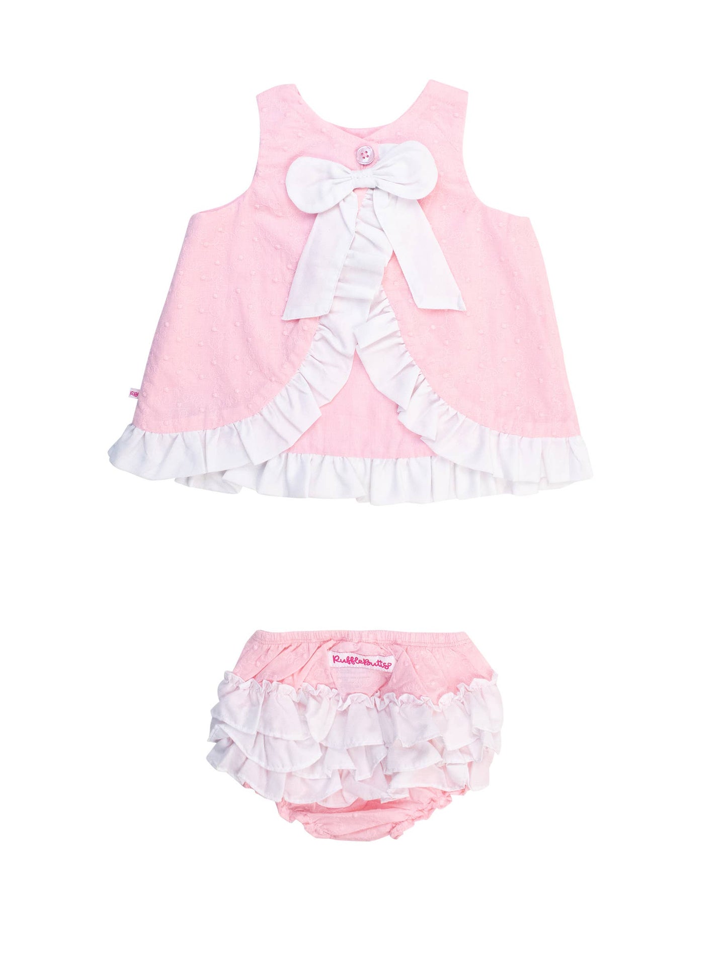Baby Girls Pink & White Swiss Dot Swing Top & Bloomer Set