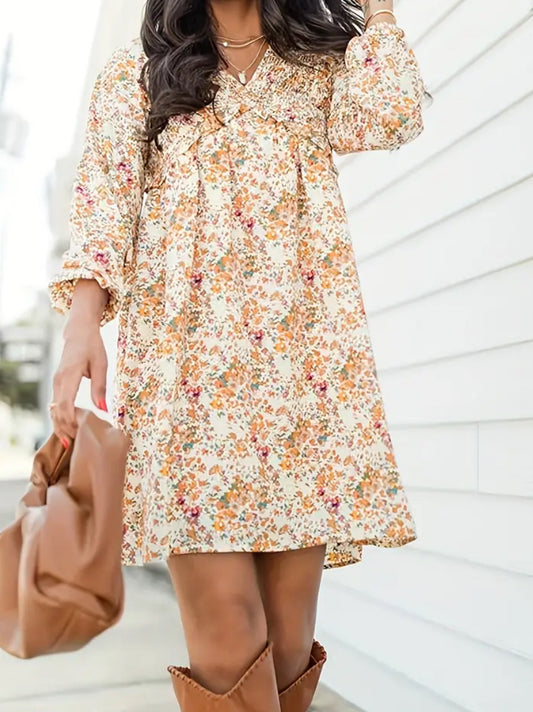 Floral V neck dress