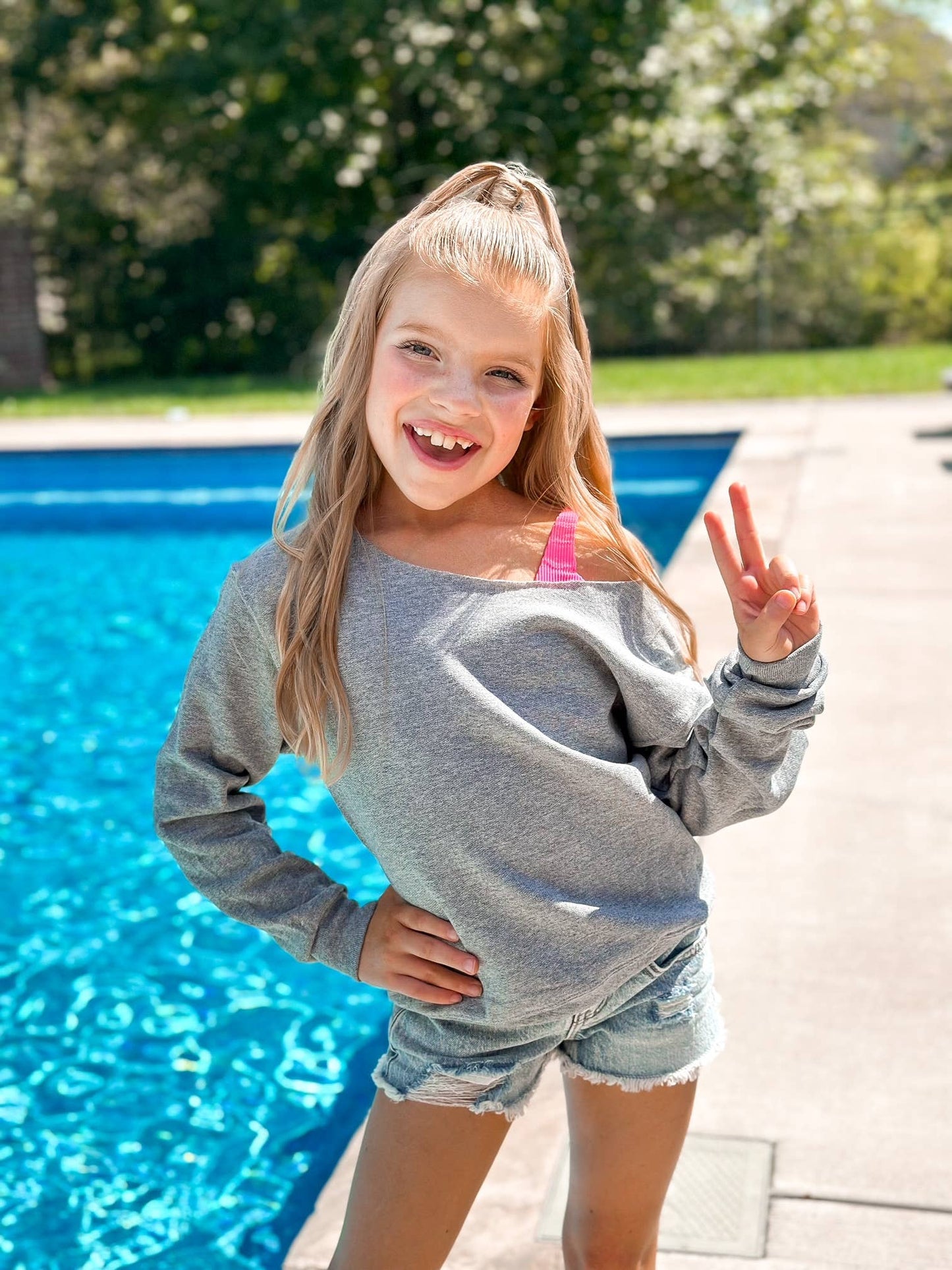 Raw Edge Off Shoulder Sweatshirt