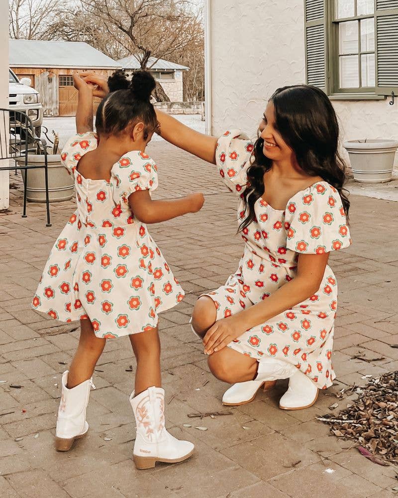Mommy and Me Bea Puff Sleeve Mini Dress - Flower Crown
