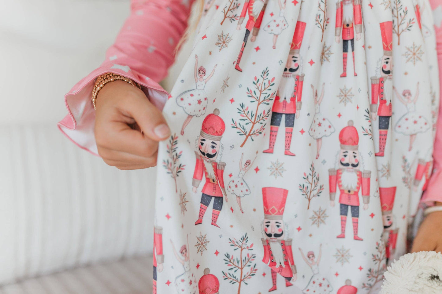 Girls Pink Star Nutcracker Christmas Holiday Lounge Gown