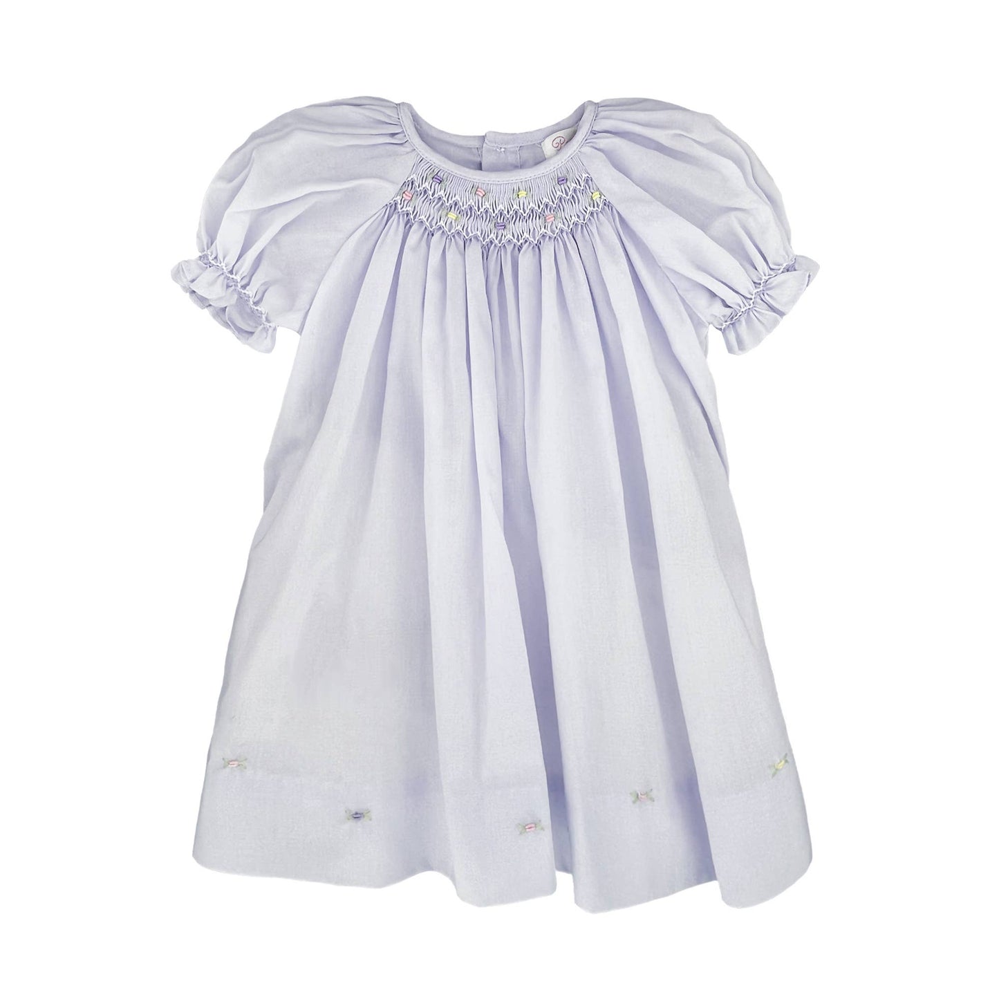 Daygown with Raglan Sleeves and Embroidered Hem: Lavender / Newborn