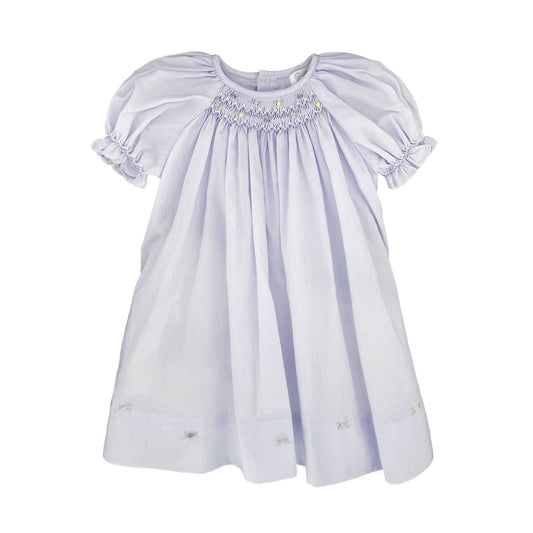 Daygown with Raglan Sleeves and Embroidered Hem: Lavender / Newborn