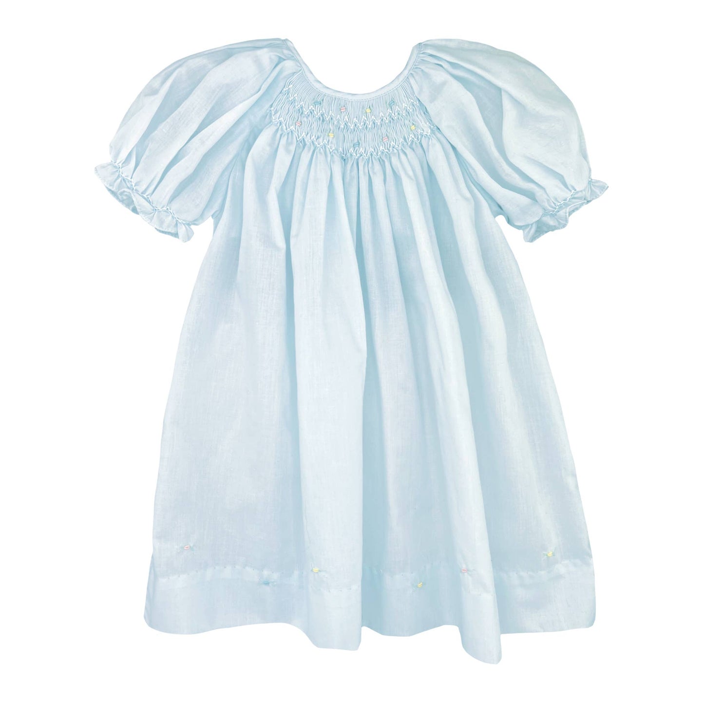 Daygown with Raglan Sleeves and Embroidered Hem: Lavender / Preemie