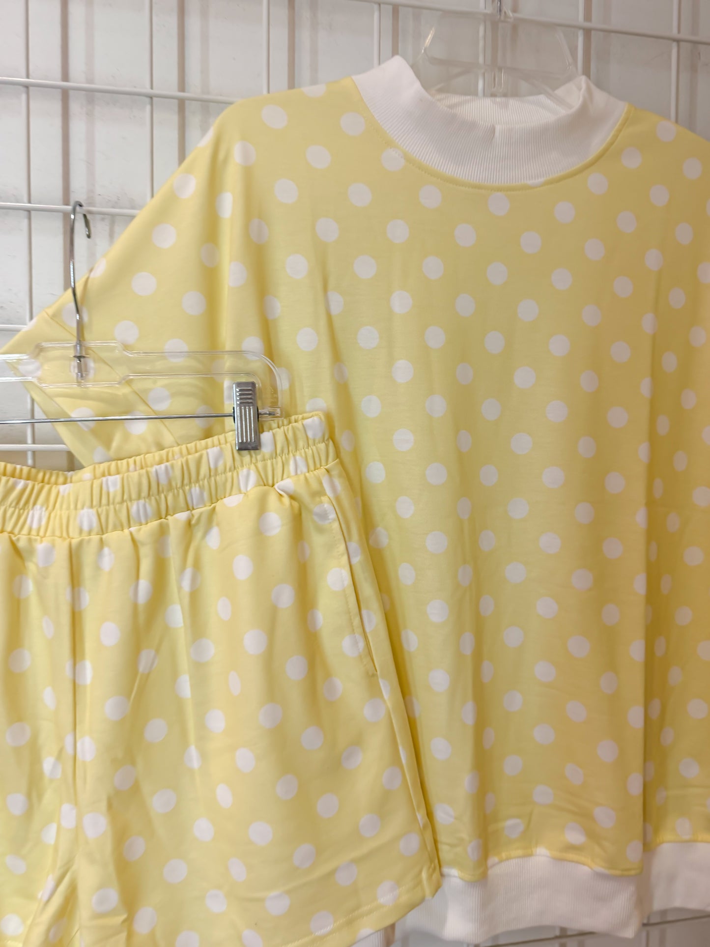 Yellow Polka Mock Neck Set