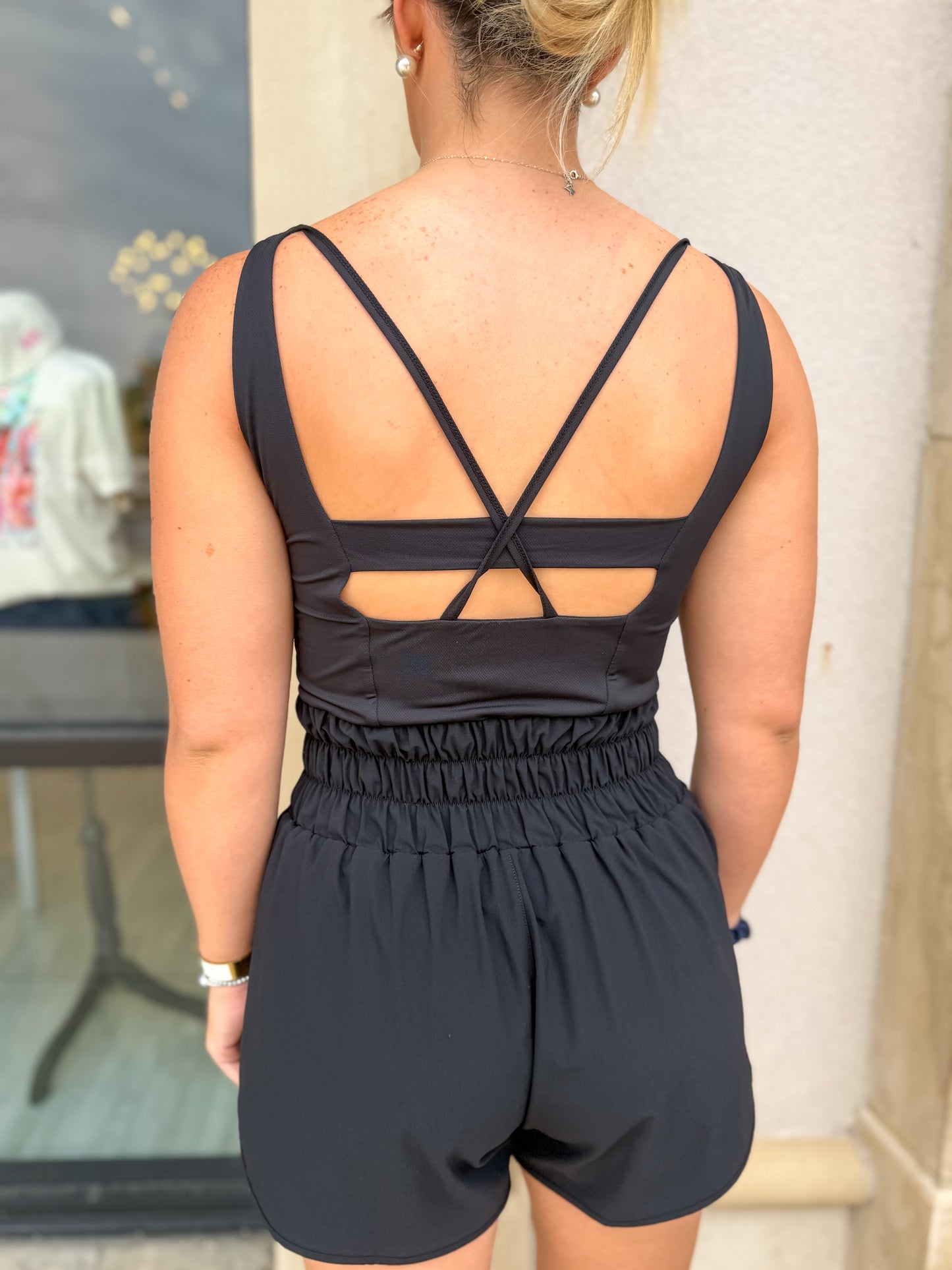 Black active romper