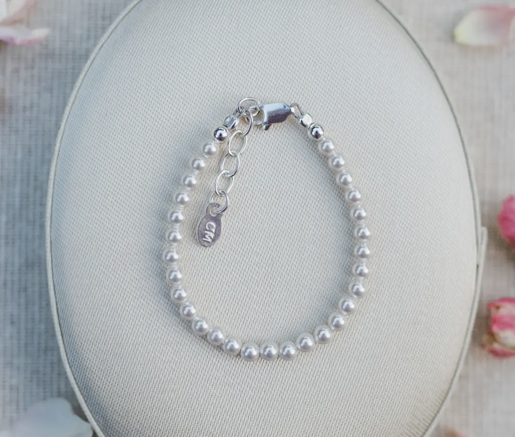 Serenity- Sterling Silver Baby's 1st Pearls Bracelet Keepsake