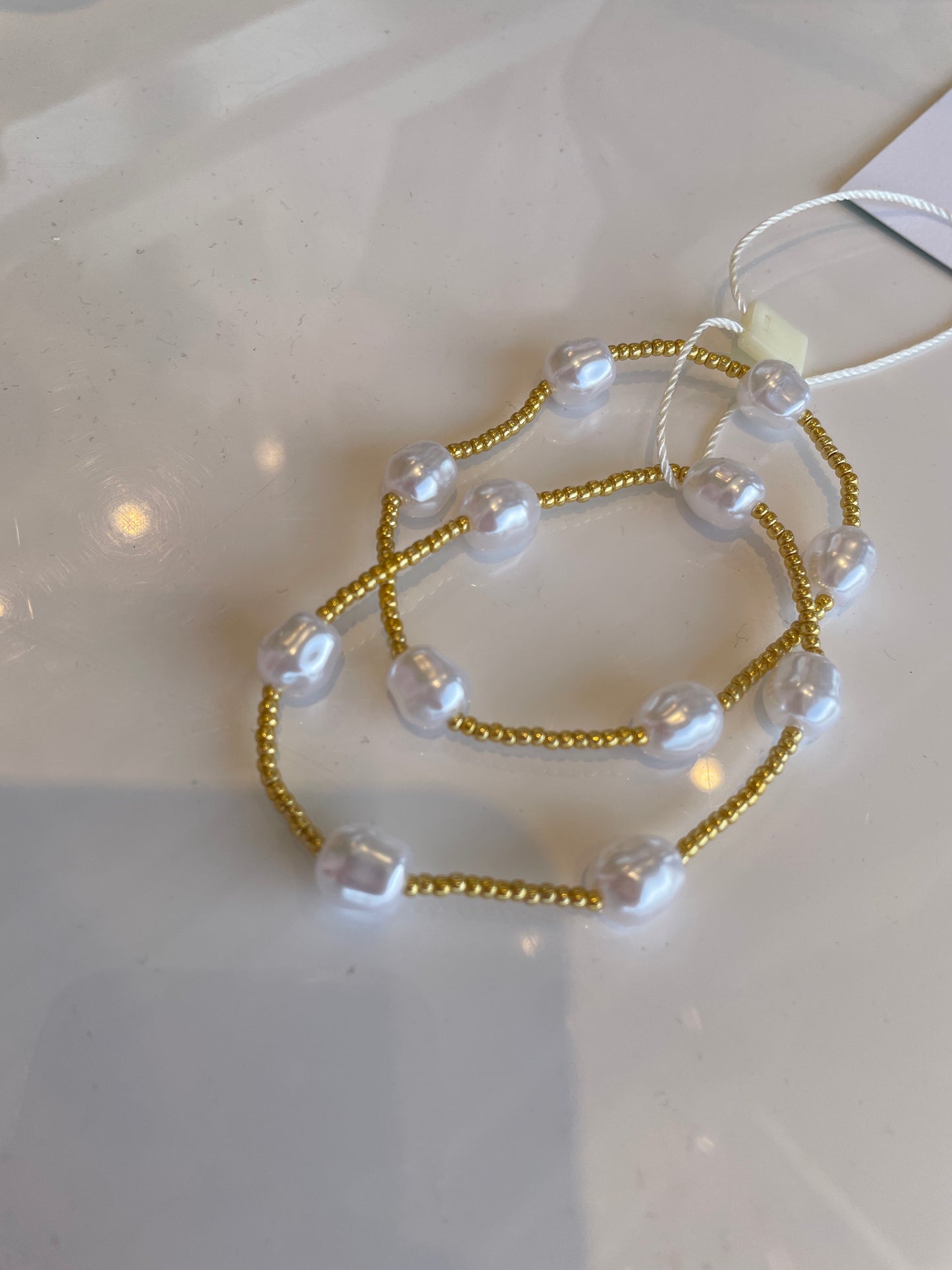 Big Pearl & Gold Bracelet x2