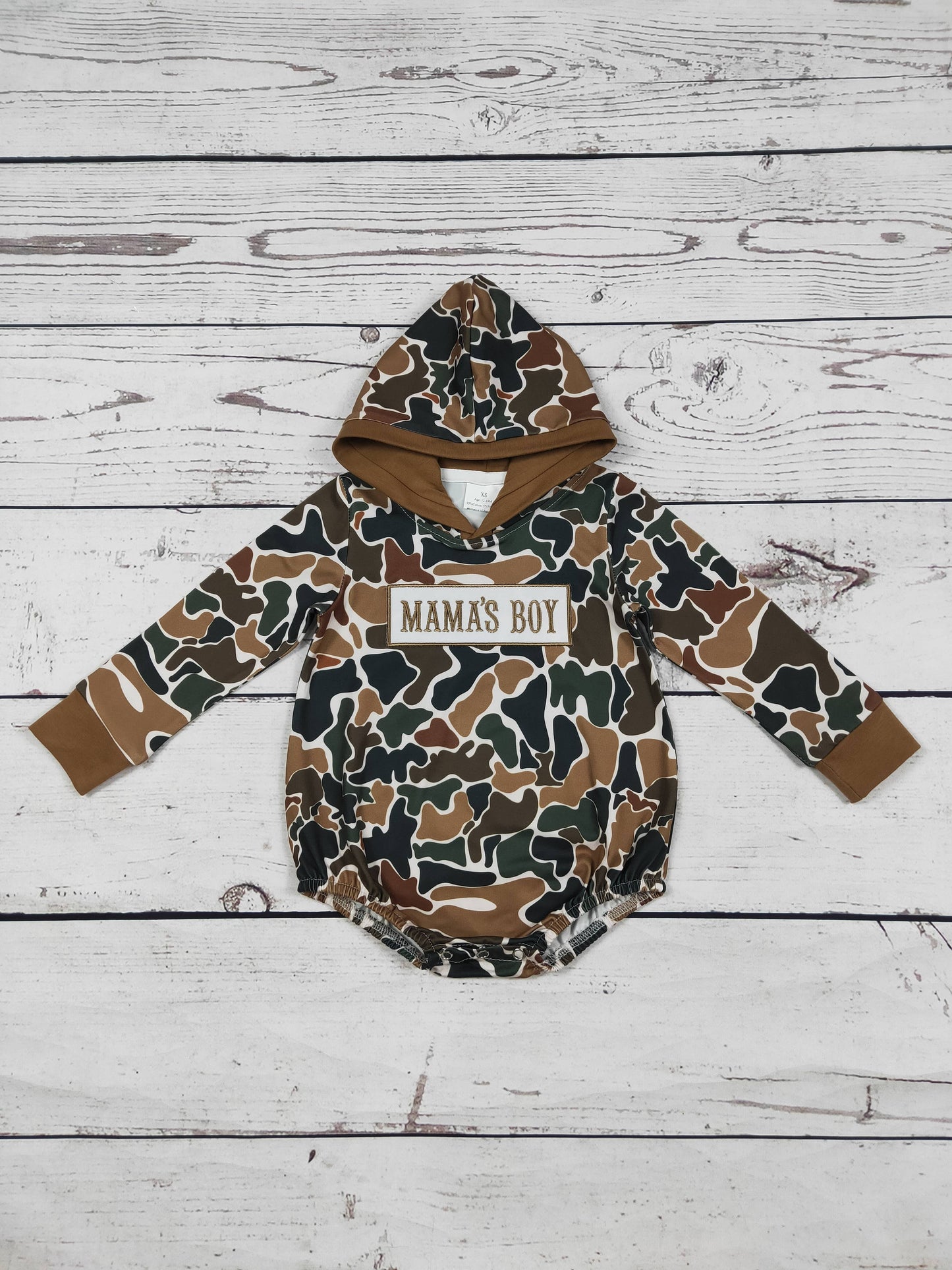 MAMA'S BOY Appliqué Camouflage Printed Bubble