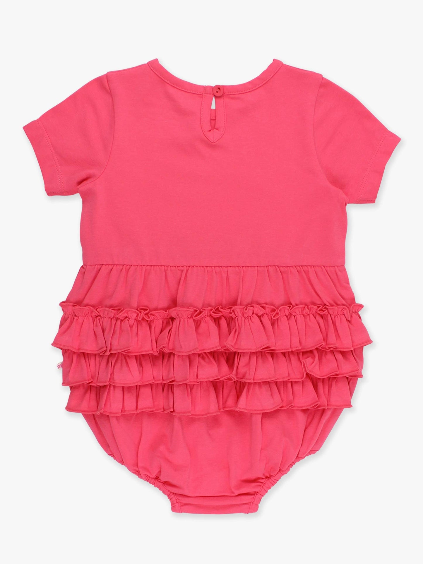 Baby Girls Hot Pink Knit Short Sleeve Bow Bubble Romper
