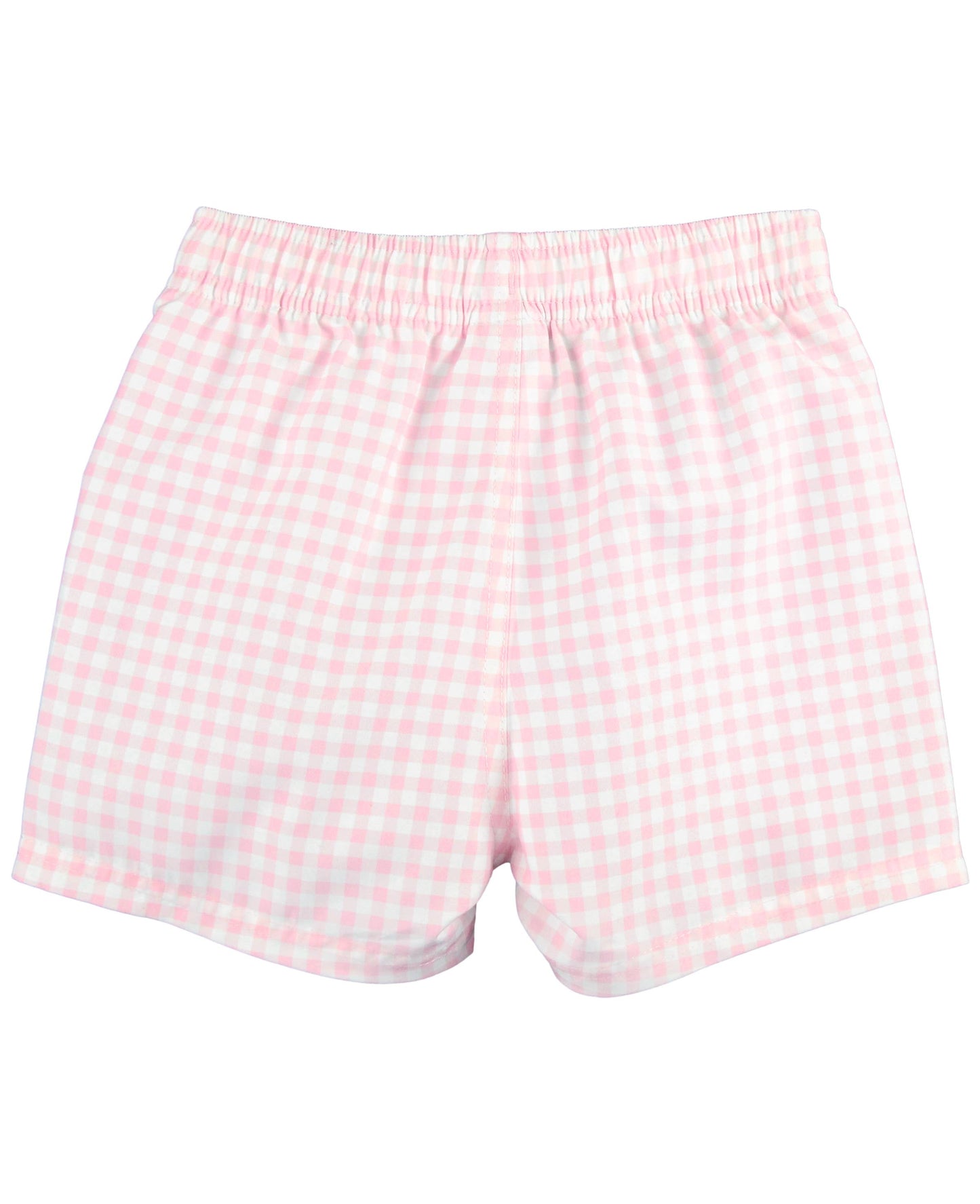 Boys Pink Gingham Swim Trunks