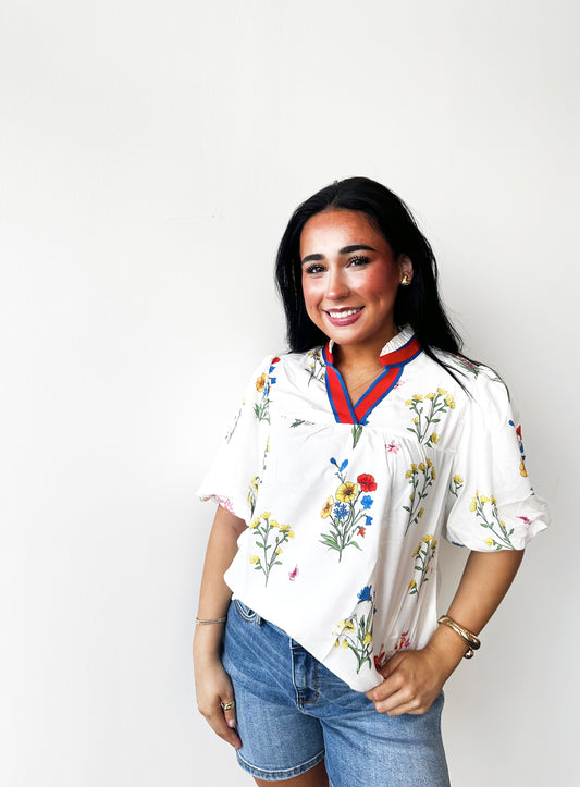 Pick Me Floral V-neck top