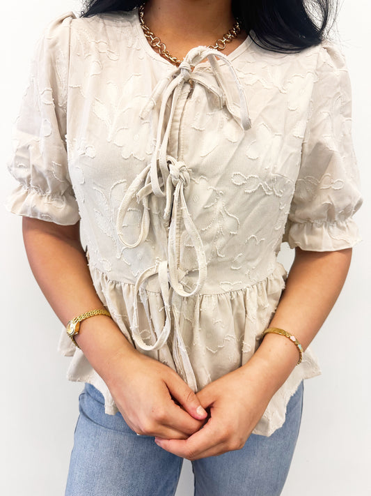 Tan Front Tie Top