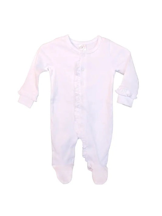 White Cotton Ruffle Footie