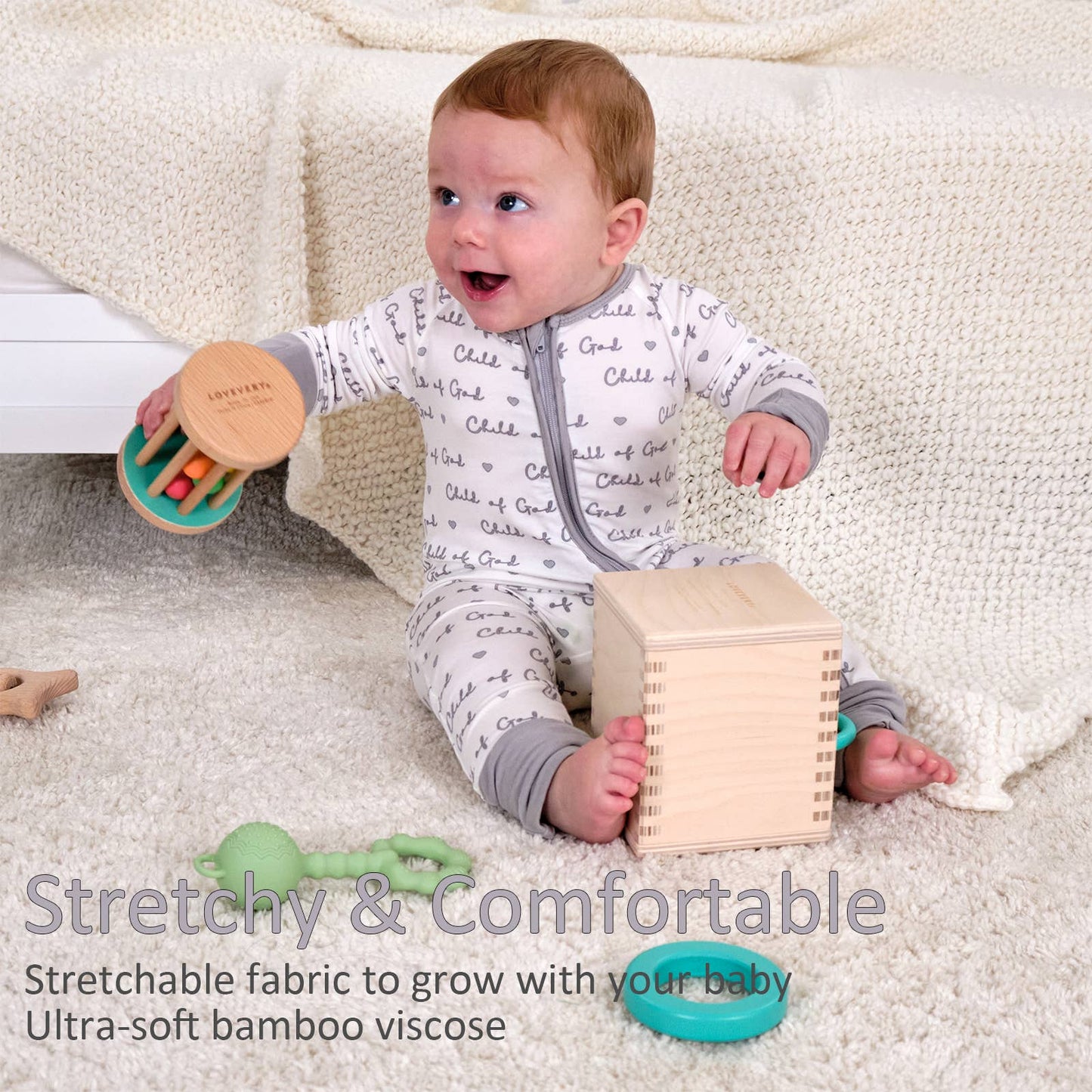 Child Of God Baby Bamboo Pajamas, 2-Way Zipper Baby Romper