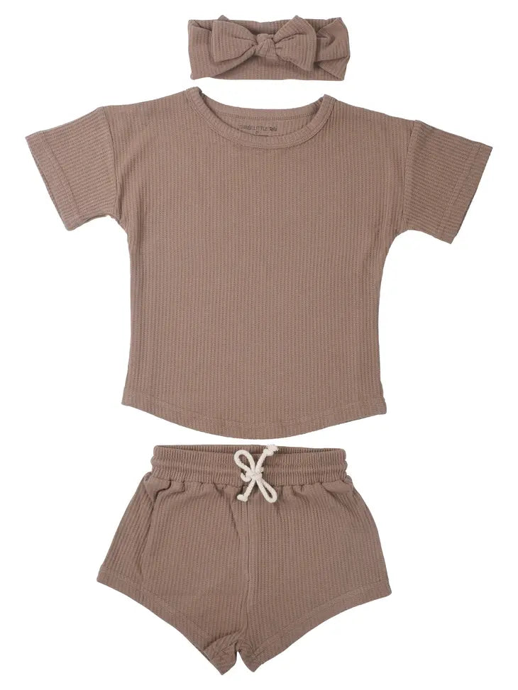 Cocoa Sands Neutral Summer Waffle Toddler Top & Bottom Set