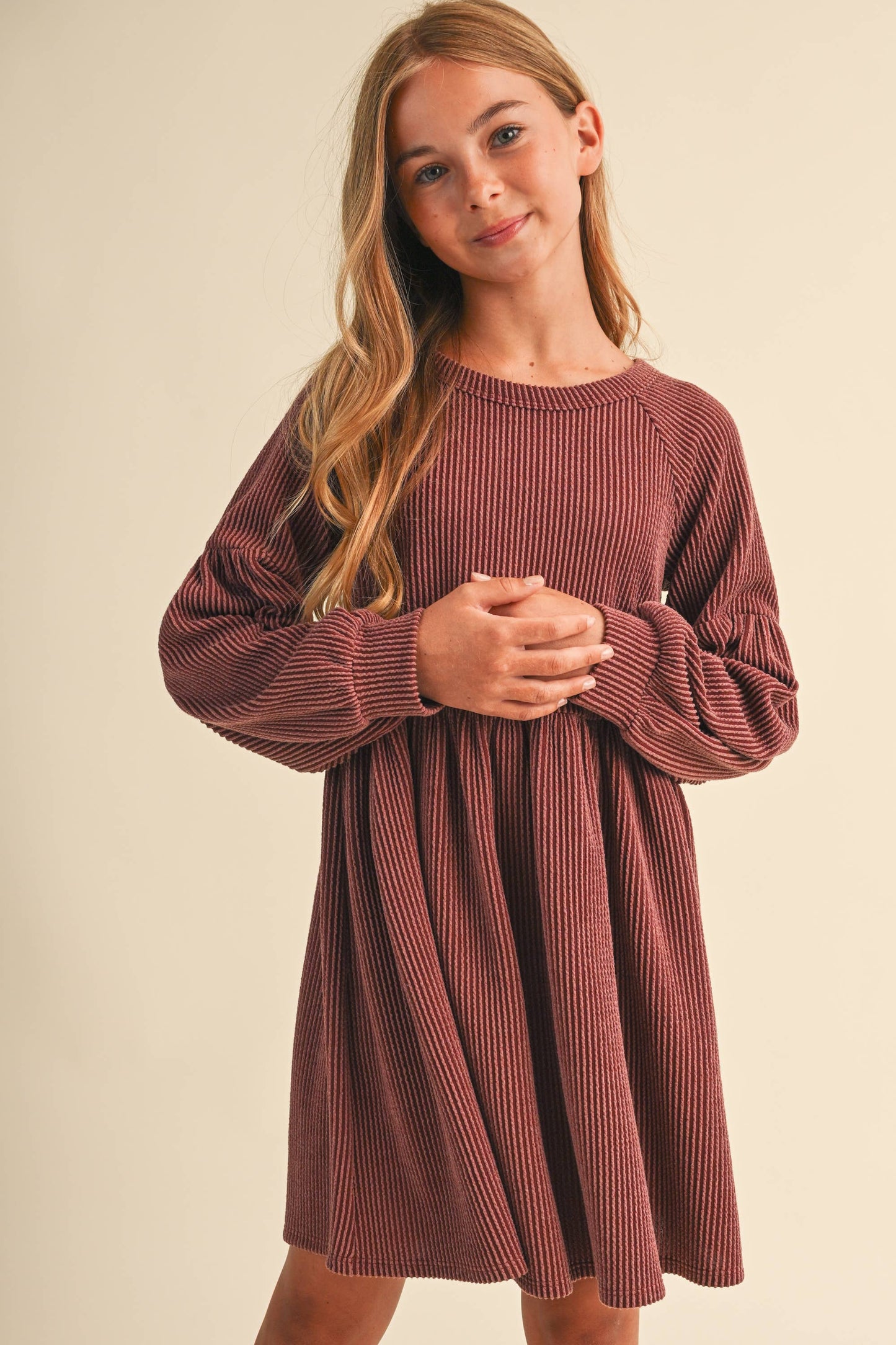 TWEEN KIDS GIRLS BABYDOLL KNIT DRESS (7-14)