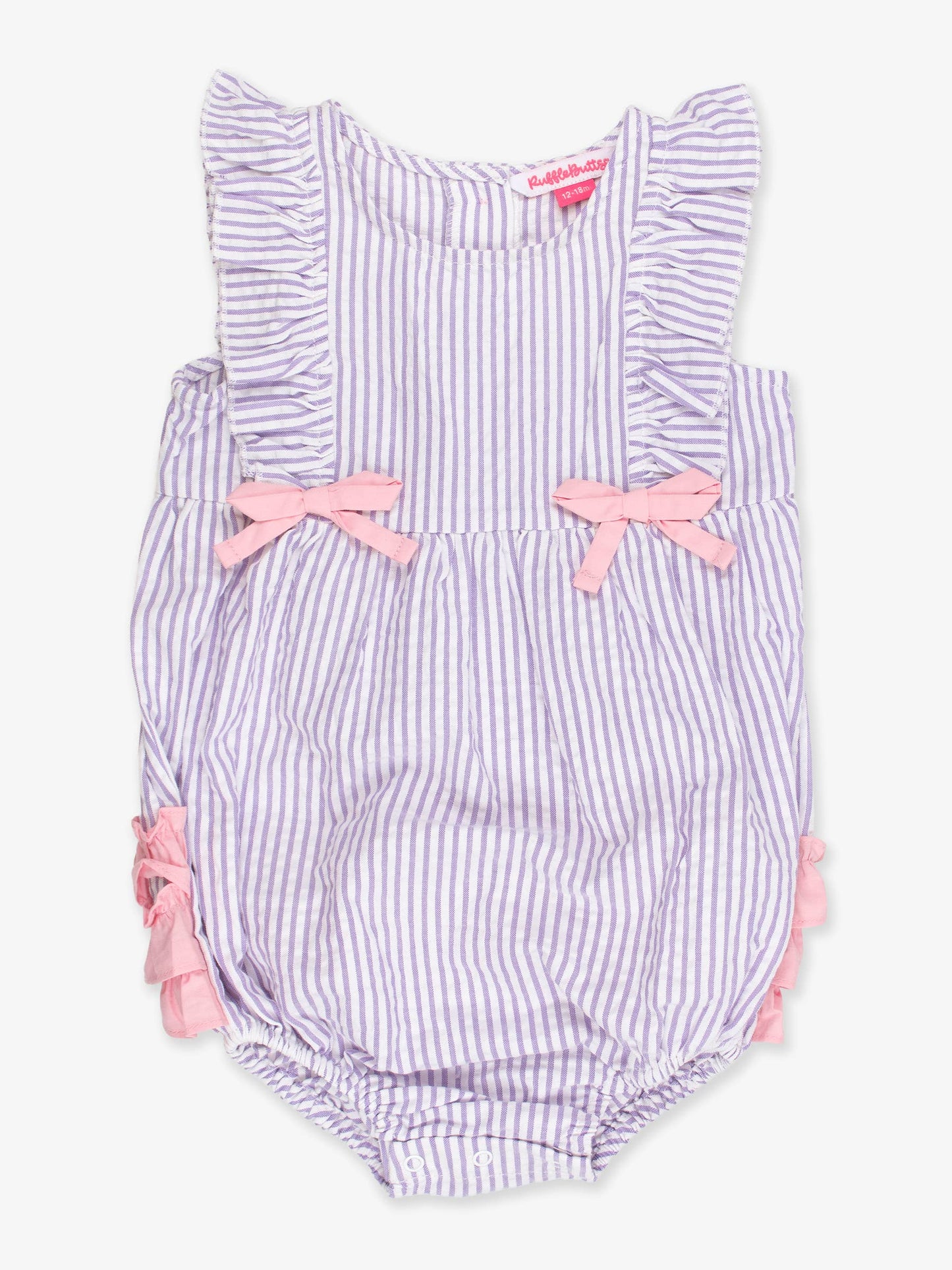 Baby Girls Wisteria Purple Signature Seersucker Classic Ruffle Bubble Romper
